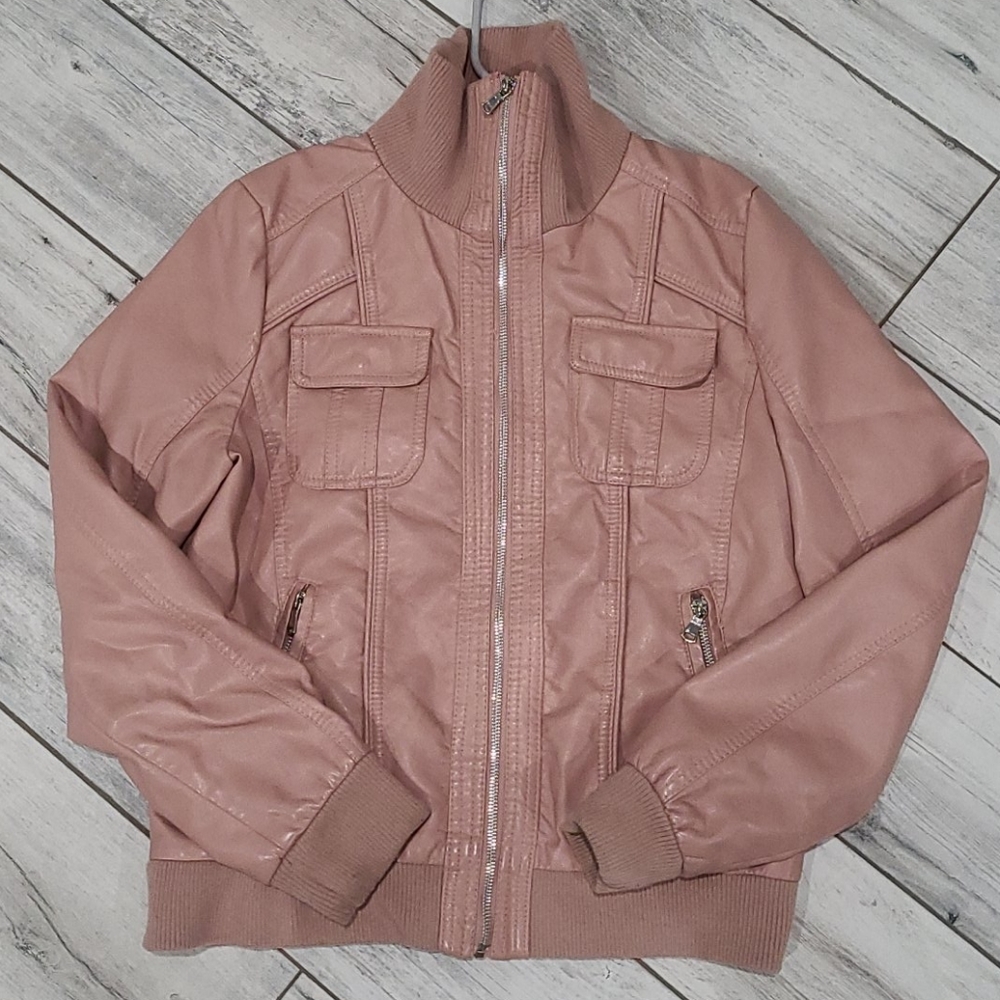 Pink/Nude faux leather jacket
